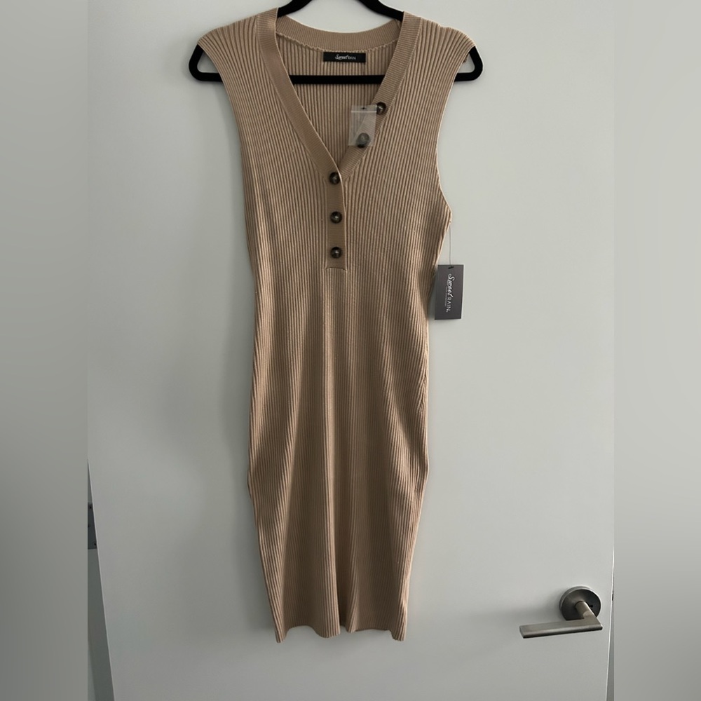 Tan Knit Midi Dress NWT!